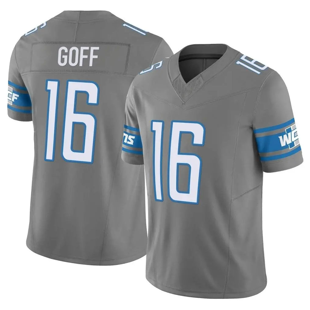 Tlead D.Lions #16 Jared Goff Player Gray Vapor F.U.S.E. Limited Home Game Stitched Jerseys