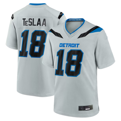 Tlead D.Lions #18 Isaac TeSlaa Detroit Silver 2026 Rivalries Collection Game Stitched Jerseys