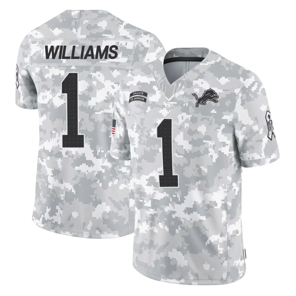 Tlead D.Lions #1 Jameson Williams Player Arctic Camo Salute To Service Limited Stitched Jerseys