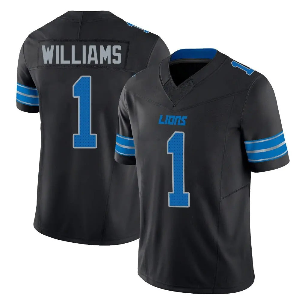 Tlead D.Lions #1 Jameson Williams Player Black Alternate Vapor F.U.S.E. Limited Home Game Stitched Jerseys