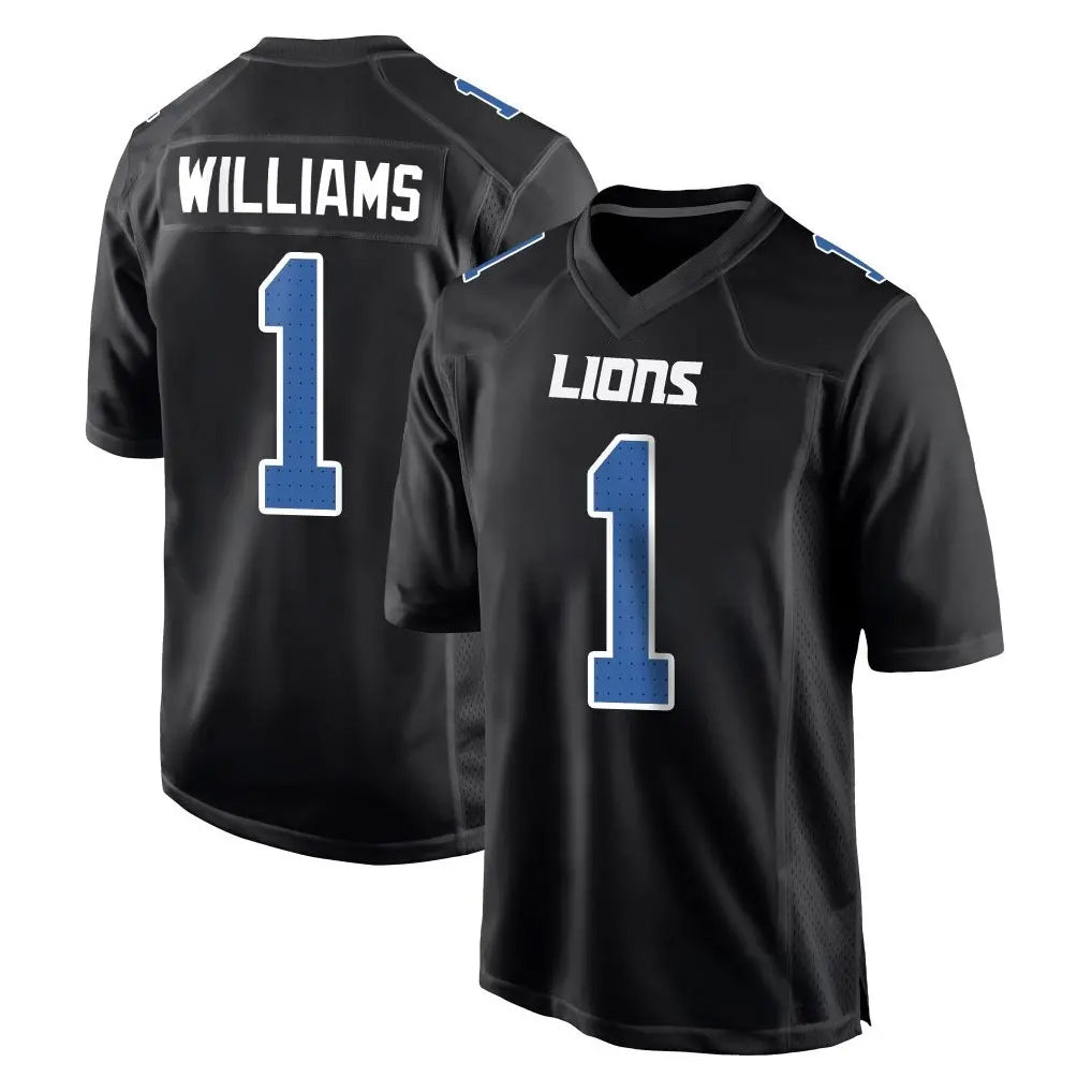 Tlead D.Lions #1 Jameson Williams Player Black Fashion Home Game Stitched Jerseys