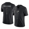 Tlead D.Lions #1 Jameson Williams Player Black Reflective Limited Home Game Stitched Jerseys