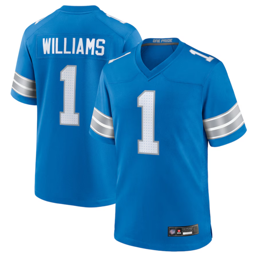 Tlead D.Lions #1 Jameson Williams Player Blue Replica Game Stitched Jerseys