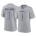 Tlead D.Lions #1 Jameson Williams Player Gray Atmosphere Fashion Home Game Stitched Jerseys