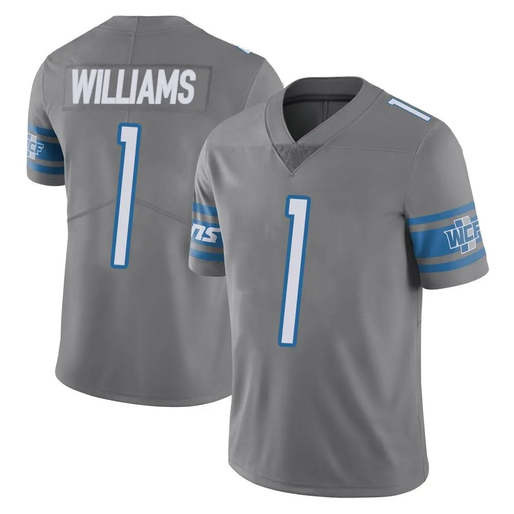 Tlead D.Lions #1 Jameson Williams Player Gray Vapor Untouchable Limited Home Game Stitched Jerseys
