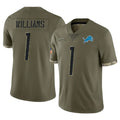 Tlead D.Lions #1 Jameson Williams Player Olive Salute To Service Limited Stitched Jerseys