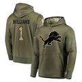 Tlead D.Lions #1 Jameson Williams Player Olive Salute to Service Pullover Hoodies Home Game Stitched Jerseys