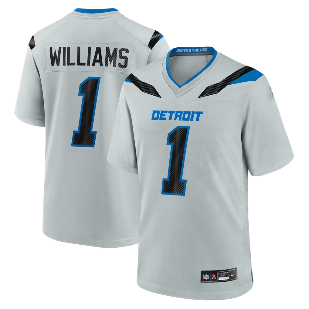 Tlead D.Lions #1 Jameson Williams Silver 2026 Rivalries Collection Game Stitched Jerseys