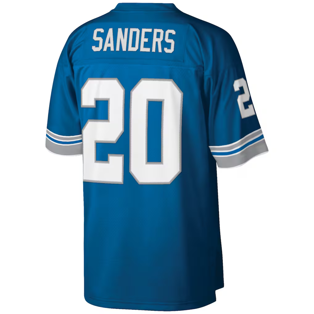 Tlead D.Lions #20 Barry Sanders Mitchell & Ness Blue Big & Tall 1996 Retired Player Replica Stitched Jerseys