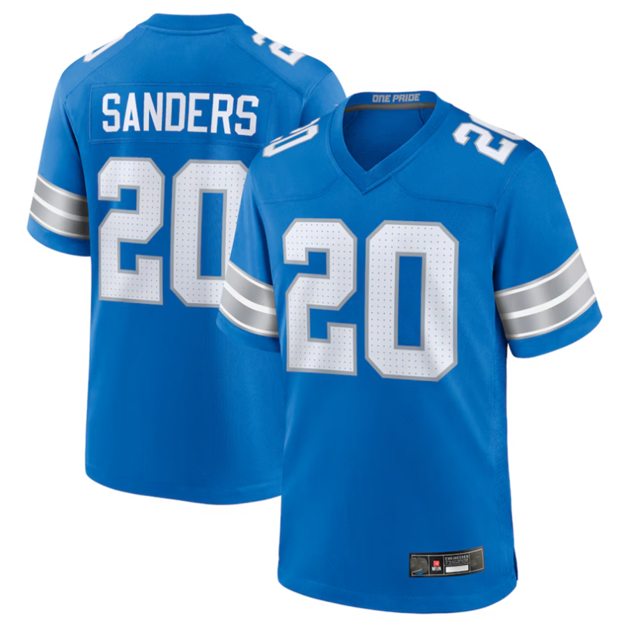 Tlead D.Lions #20 Barry Sanders Player Blue Game Stitched Jerseys