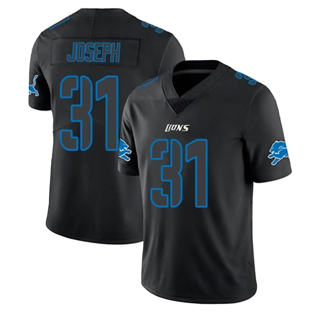 Tlead D.Lions #31 Kerby Joseph Player Black Impact Limited Home Game Stitched Jerseys