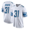 Tlead D.Lions #31 Kerby Joseph Player White Home Game Stitched Jerseys