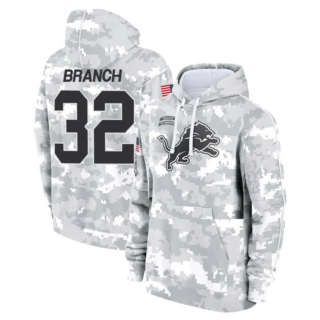 Tlead D.Lions #32 Brian Branch Player Arctic Camo Salute to Service Hoodies Limited Game Stitched Jerseys