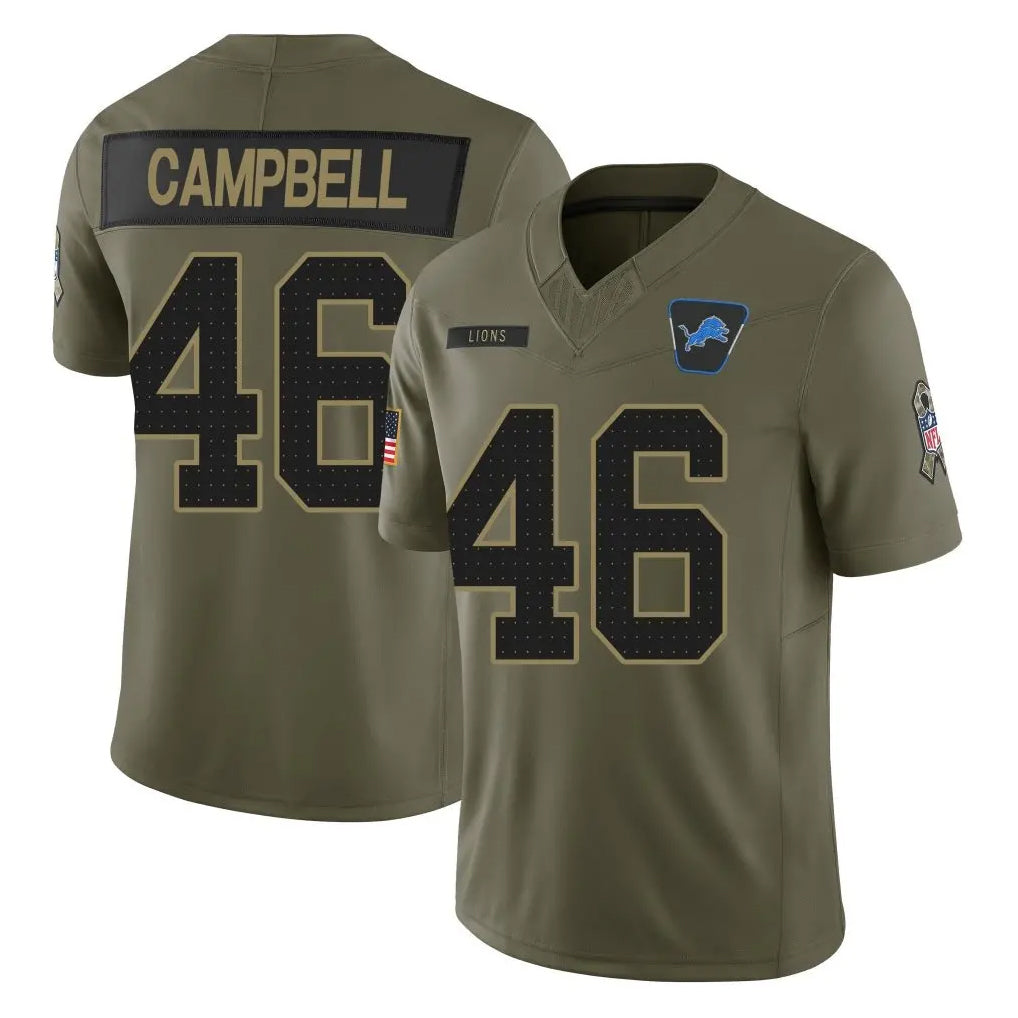 Tlead D.Lions #46 Jack Campbell Player Olive 2025 Salute To Service Limited Home Game Stitched Jerseys