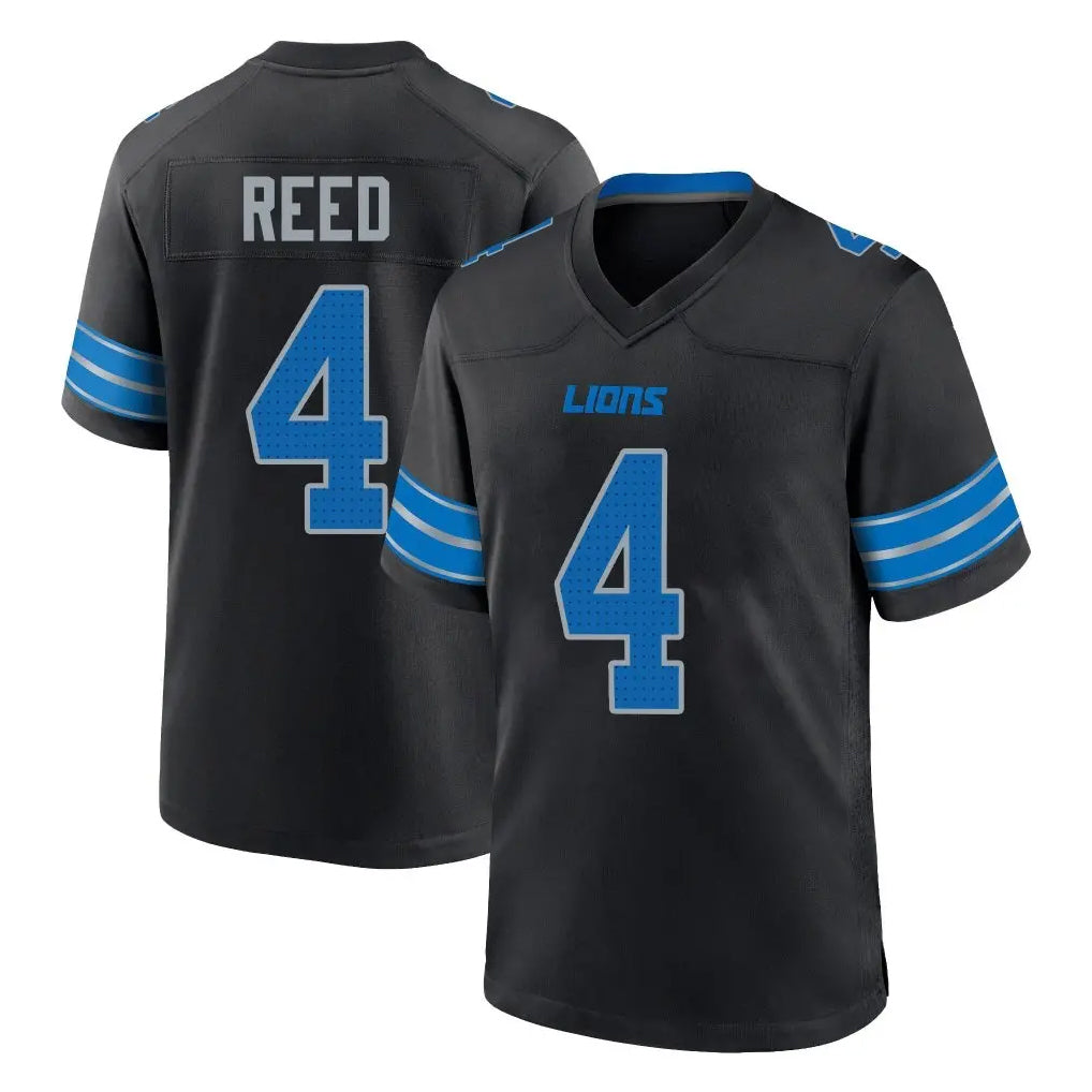 Tlead D.Lions #4 D.J. Reed Player Black Alternate Home Game Stitched Jerseys