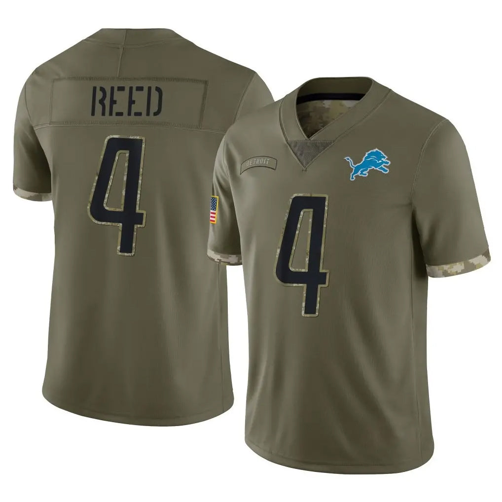 Tlead D.Lions #4 D.J. Reed Player Olive Salute To Service Limited Stitched Jerseys