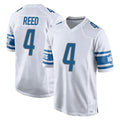 Tlead D.Lions #4 D.J. Reed Player White Home Game Stitched Jerseys