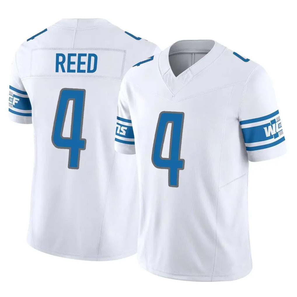 Tlead D.Lions #4 D.J. Reed Player White Vapor F.U.S.E. Limited Home Game Stitched Jerseys