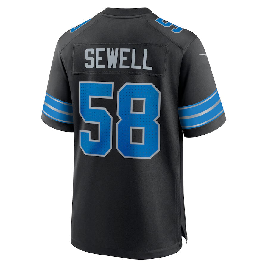 Tlead D.Lions #58 Penei Sewell Player Black Home Game Stitched Jerseys