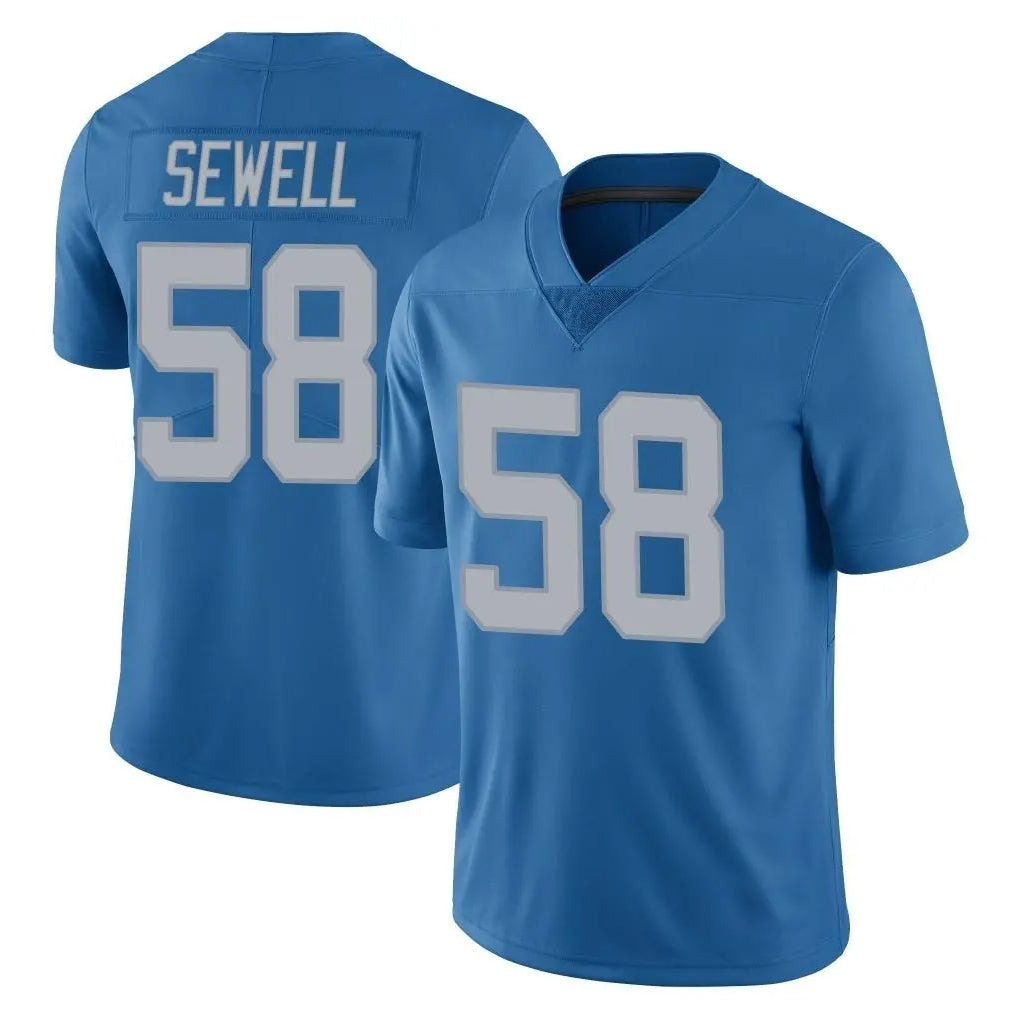 Tlead D.Lions #58 Penei Sewell Player Blue Limited Throwback Vapor Untouchable Stitched Jerseys