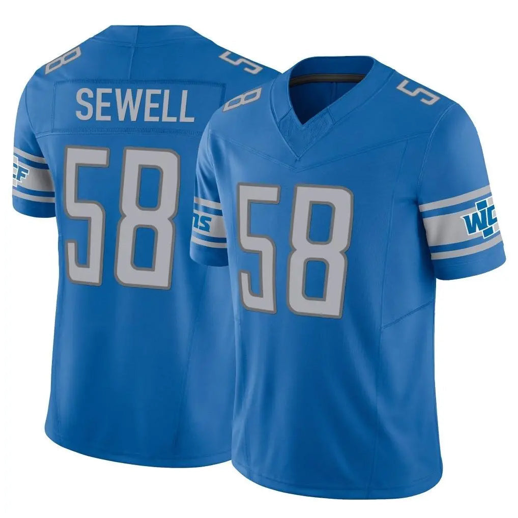 Tlead D.Lions #58 Penei Sewell Player Blue Vapor F.U.S.E. Limited Home Game Stitched Jerseys