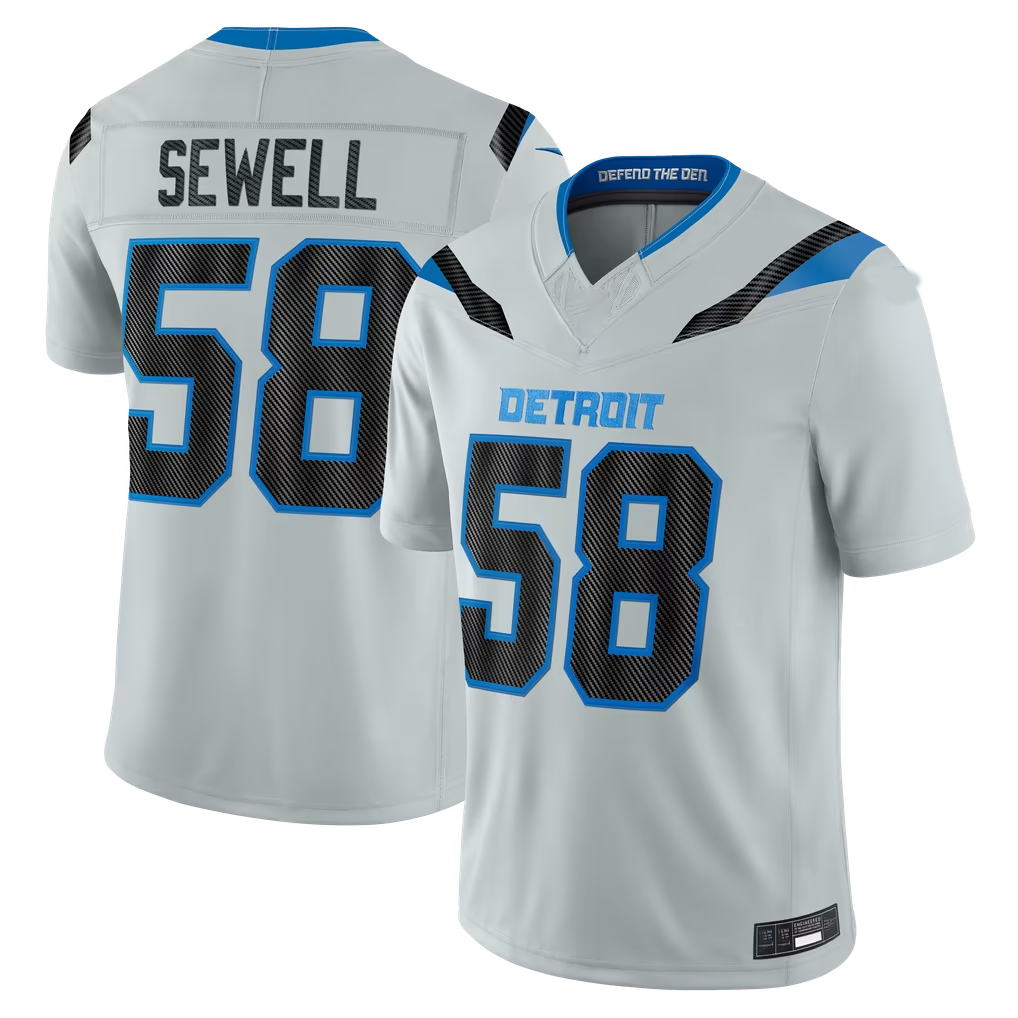 Tlead D.Lions #58 Penei Sewell Silver 2026 Rivalries Collection Limited Stitched Jerseys