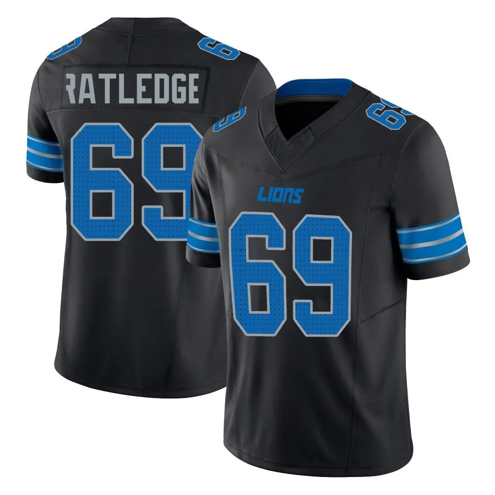 Tlead D.Lions #69 Tate Ratledge Player Black Alternate Vapor F.U.S.E. Limited Home Game Stitched Jerseys