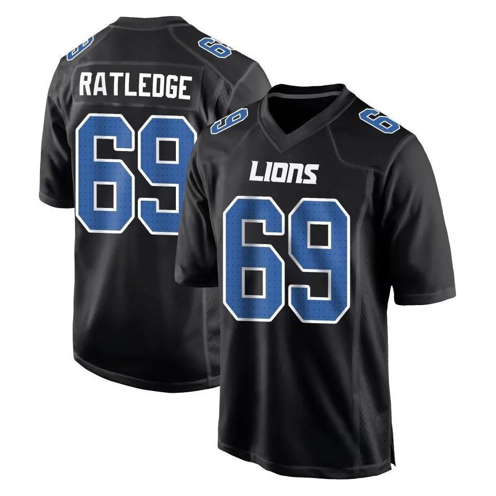 Tlead D.Lions #69 Tate Ratledge Player Black Fashion Home Game Stitched Jerseys