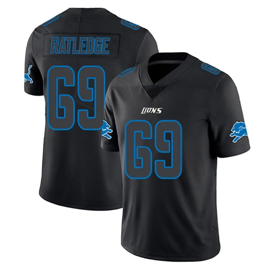 Tlead D.Lions #69 Tate Ratledge Player Black Impact Limited Home Game Stitched Jerseys