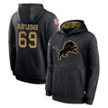 Tlead D.Lions #69 Tate Ratledge Player Black Salute to Service Hoodies Limited Game Stitched Jerseys