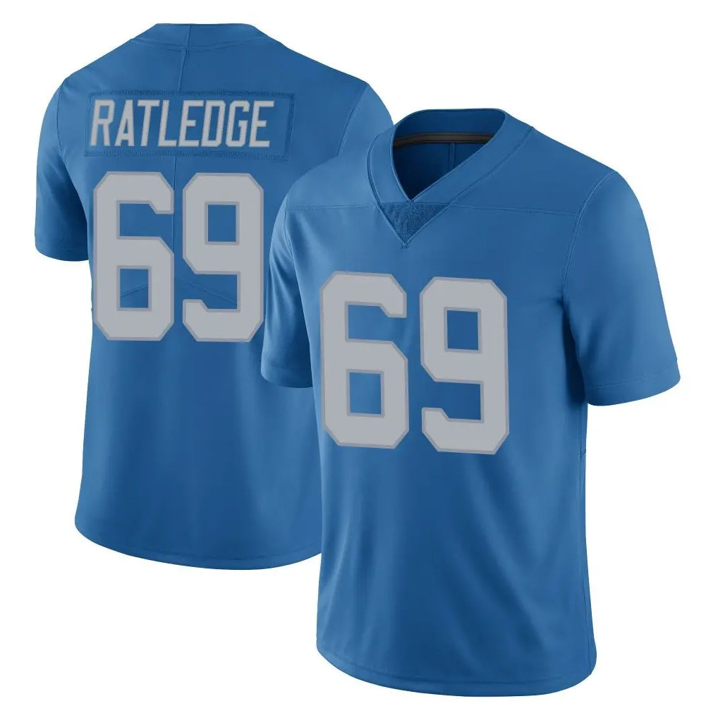Tlead D.Lions #69 Tate Ratledge Player Blue Limited Throwback Vapor Untouchable Stitched Jerseys