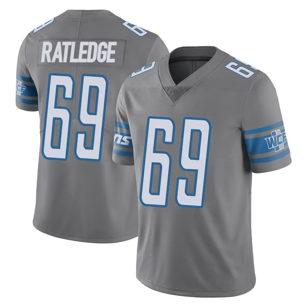 Tlead D.Lions #69 Tate Ratledge Player Gray Vapor Untouchable Limited Home Game Stitched Jerseys