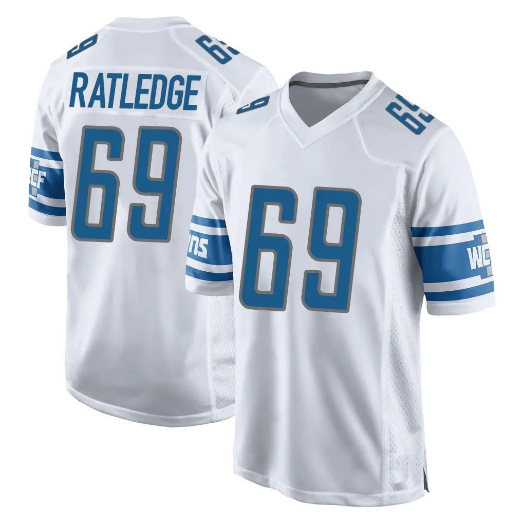 Tlead D.Lions #69 Tate Ratledge Player White Home Game Stitched Jerseys