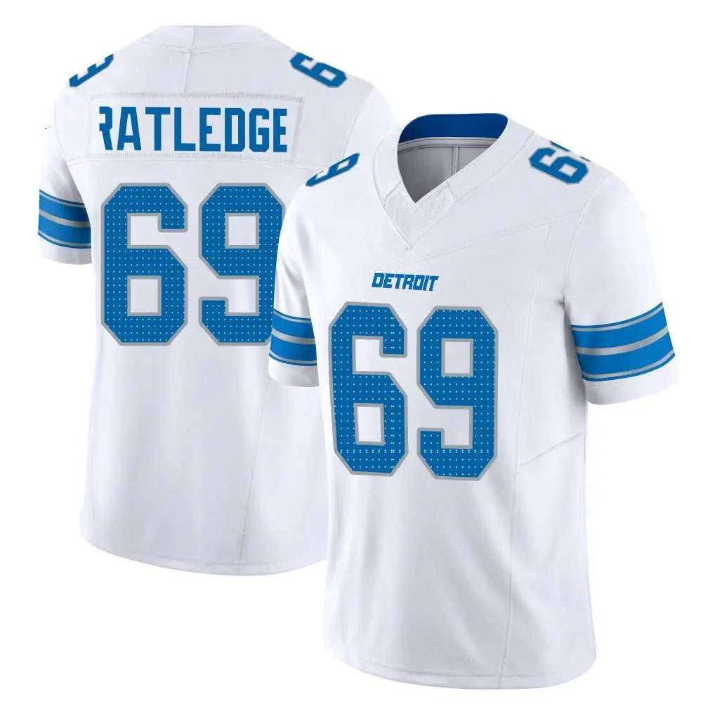 Tlead D.Lions #69 Tate Ratledge Player White Limited Vapor F.U.S.E. Alternate Home Game Stitched Jerseys