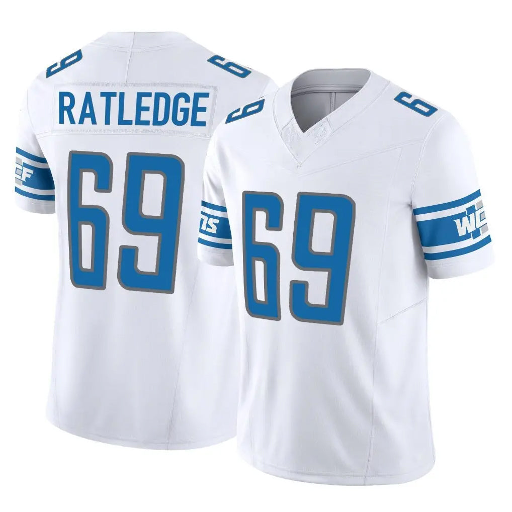 Tlead D.Lions #69 Tate Ratledge Player White Vapor F.U.S.E. Limited Home Game Stitched Jerseys
