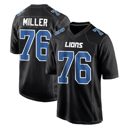 Tlead D.Lions #76 Blake Miller Player Black Fashion Home Game Stitched Jerseys