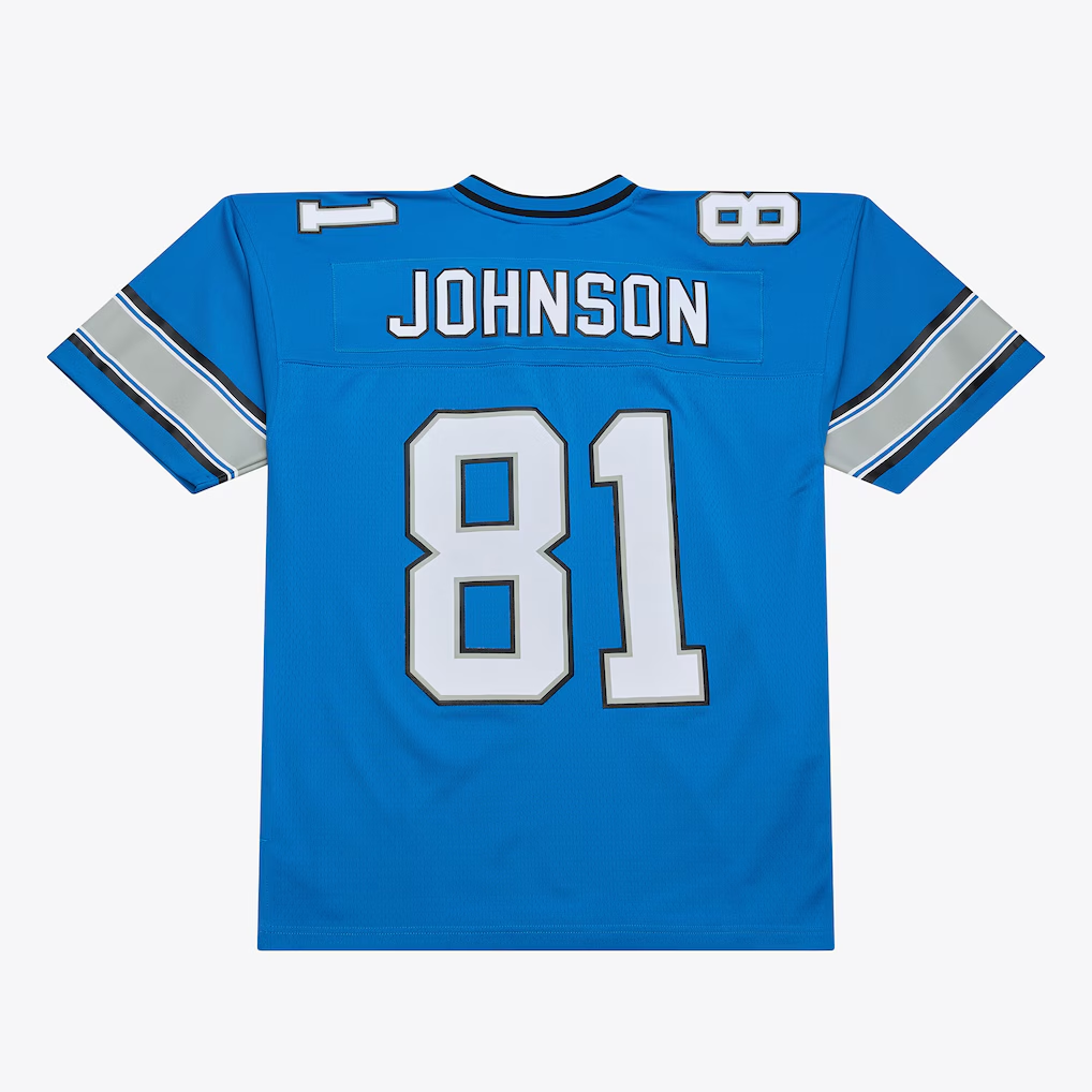 Tlead D.Lions #81 Calvin Johnson Mitchell & Ness Blue 2007 Legacy Replica JerseyStitched Puhic Game Jerseys