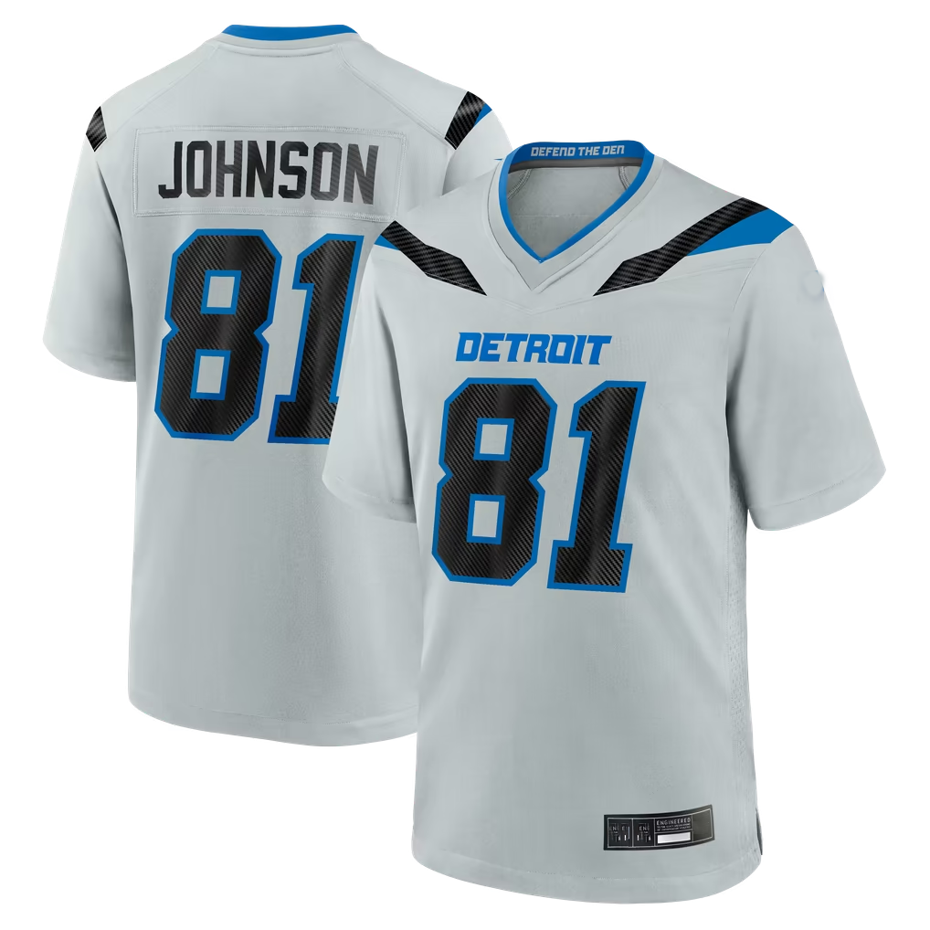 Tlead D.Lions #81 Calvin Johnson Silver 2026 Rivalries Collection Game Stitched Jerseys