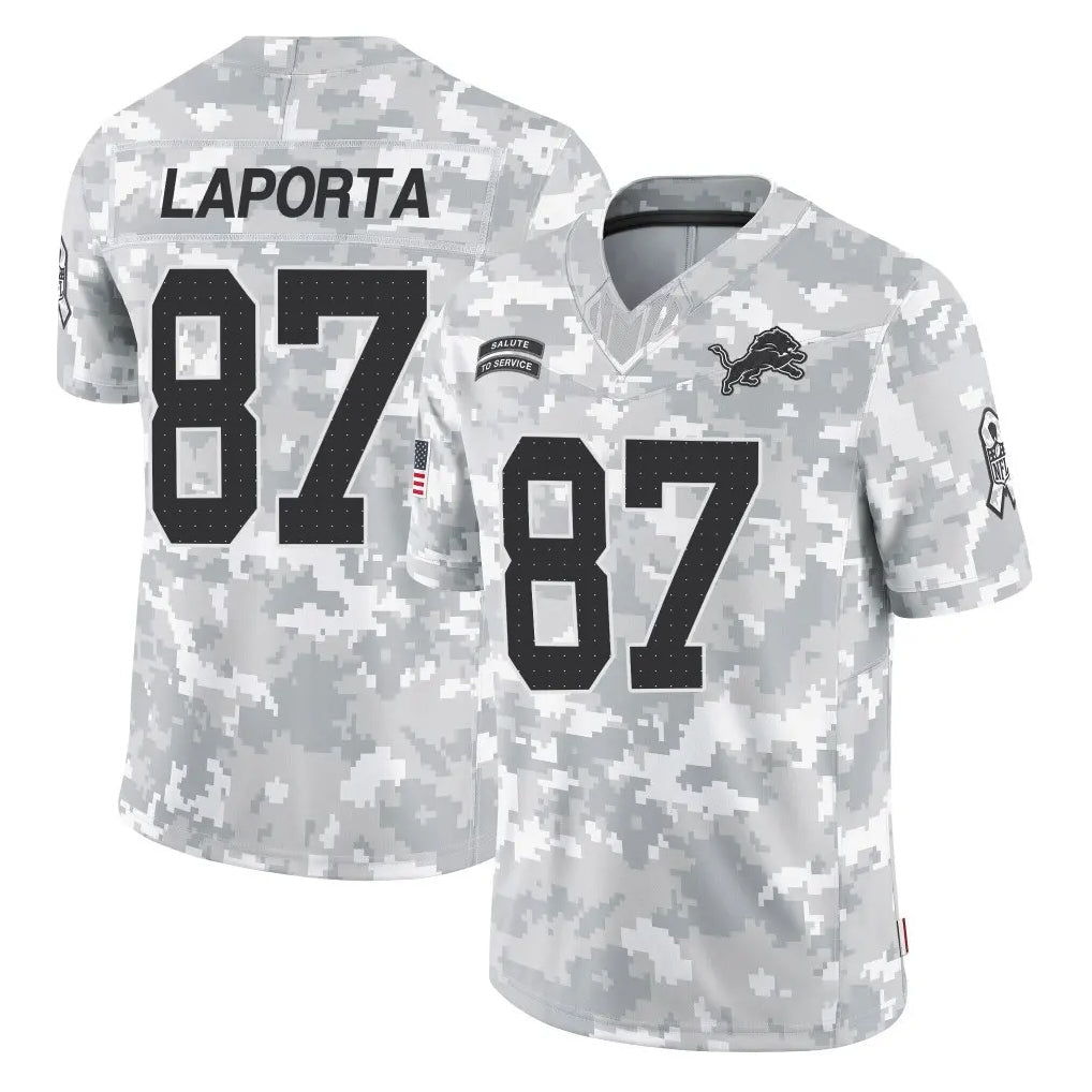 Tlead D.Lions #87 Sam LaPorta Player Arctic Camo Salute To Service Limited Stitched Jerseys