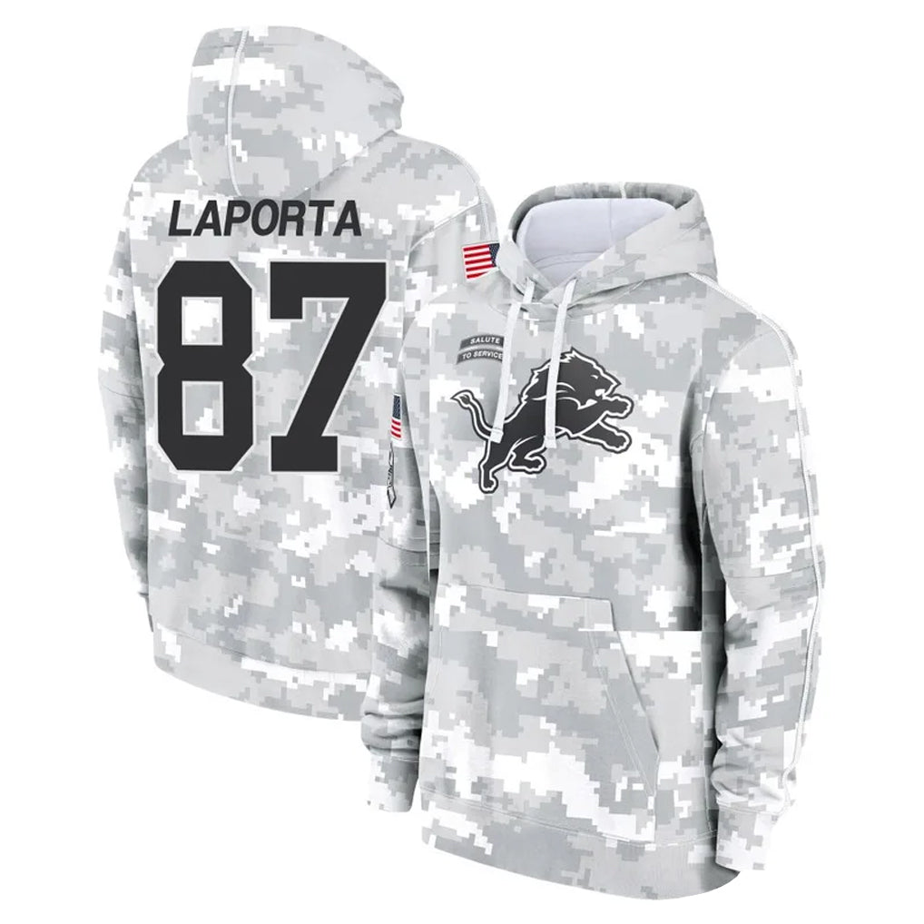 Tlead D.Lions #87 Sam LaPorta Player Arctic Camo Salute to Service Hoodies Limited Game Stitched Jerseys