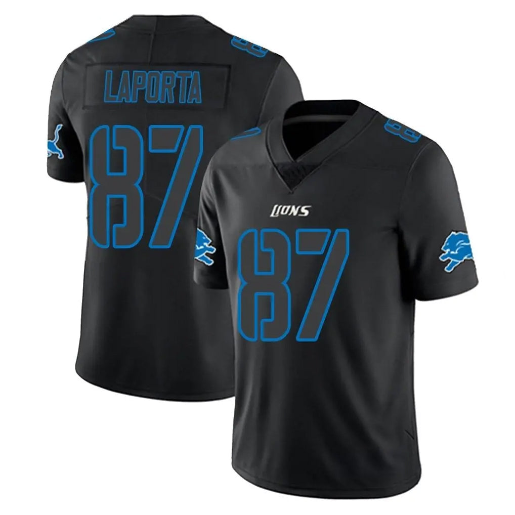 Tlead D.Lions #87 Sam LaPorta Player Black Impact Limited Home Game Stitched Jerseys