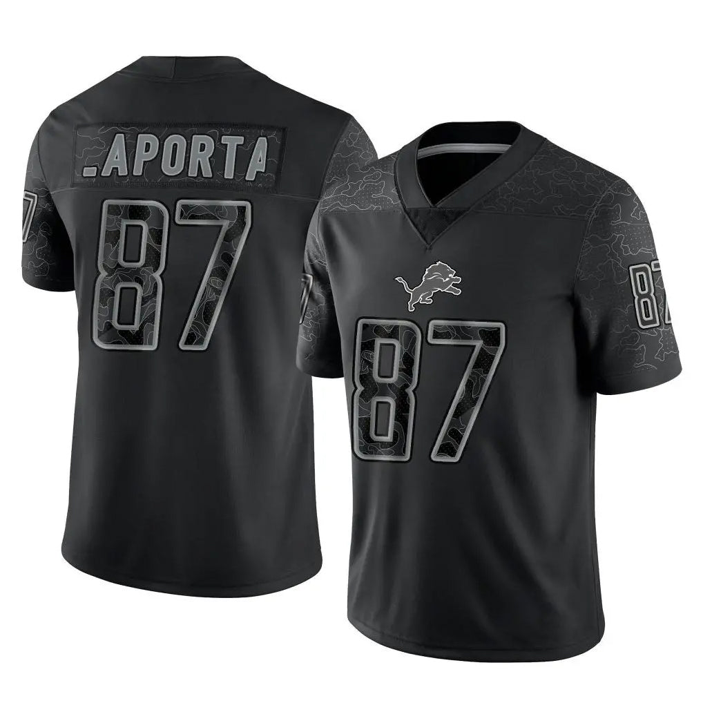 Tlead D.Lions #87 Sam LaPorta Player Black Reflective Limited Home Game Stitched Jerseys