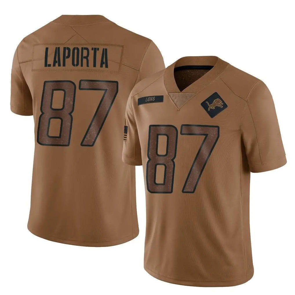 Tlead D.Lions #87 Sam LaPorta Player Brown Salute To Service Limited Stitched Jerseys