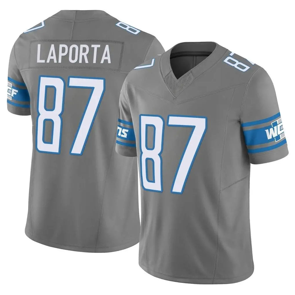 Tlead D.Lions #87 Sam LaPorta Player Gray Vapor F.U.S.E. Limited Home Game Stitched Jerseys