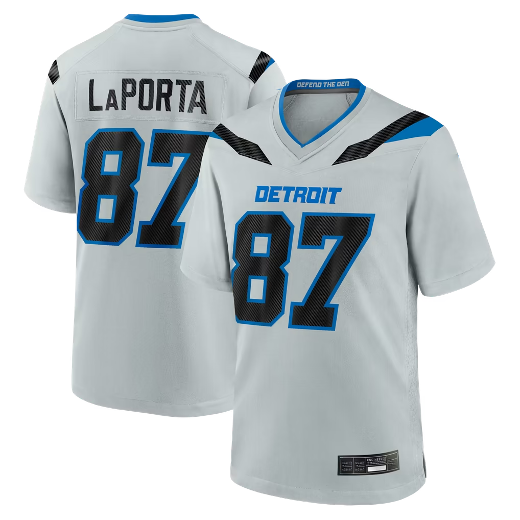 Tlead D.Lions #87 Sam LaPorta Silver 2026 Rivalries Collection Game Stitched Jerseys