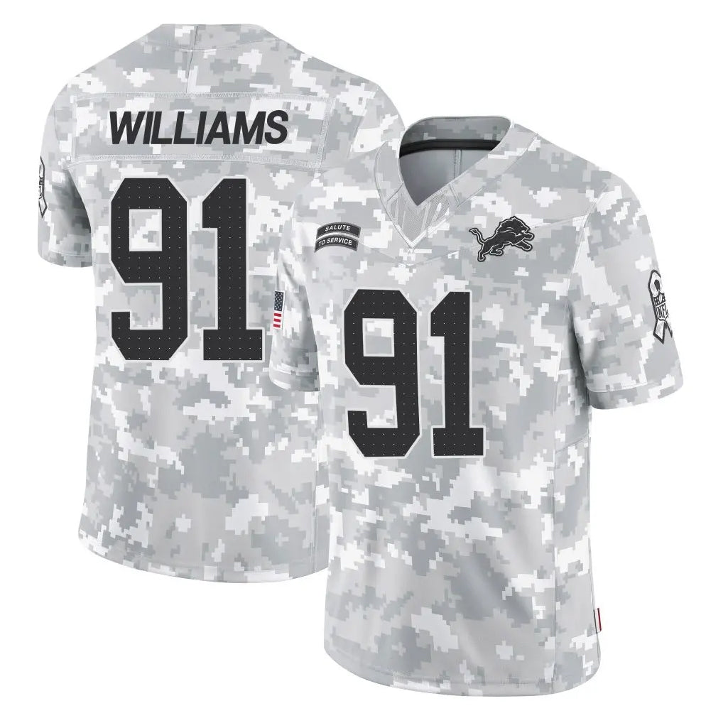 Tlead D.Lions #91 Tyleik Williams Player Arctic Camo Salute To Service Limited Stitched Jerseys