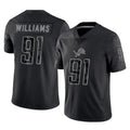 Tlead D.Lions #91 Tyleik Williams Player Black Reflective Limited Home Game Stitched Jerseys