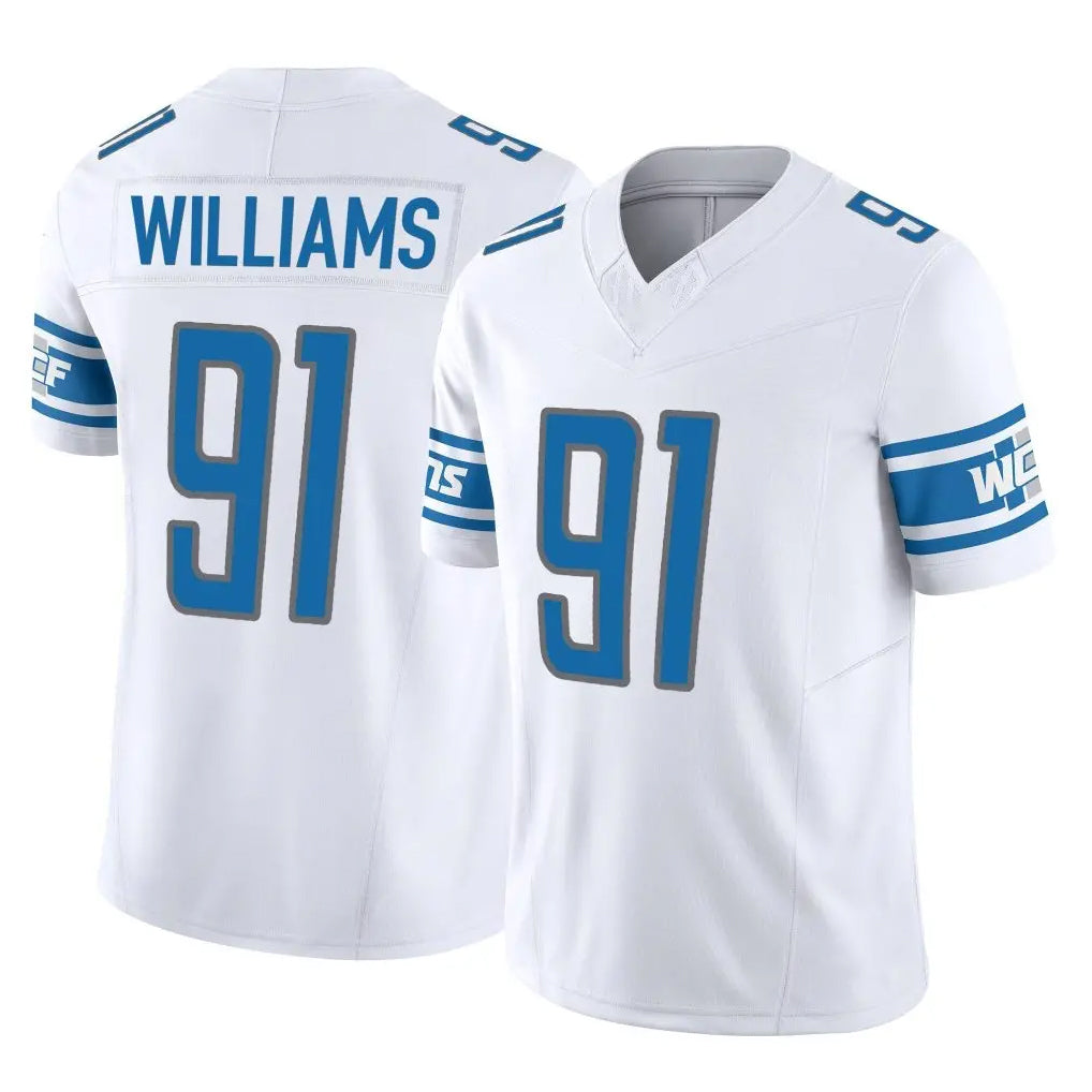 Tlead D.Lions #91 Tyleik Williams Player White Vapor F.U.S.E. Limited Home Game Stitched Jerseys