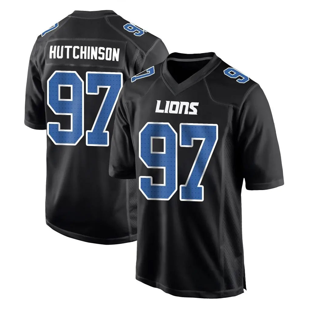 Tlead D.Lions #97 Aidan Hutchinson Player Black Fashion Home Game Stitched Jerseys