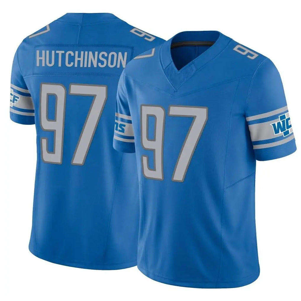 Tlead D.Lions #97 Aidan Hutchinson Player Blue Vapor F.U.S.E. Limited Home Game Stitched Jerseys